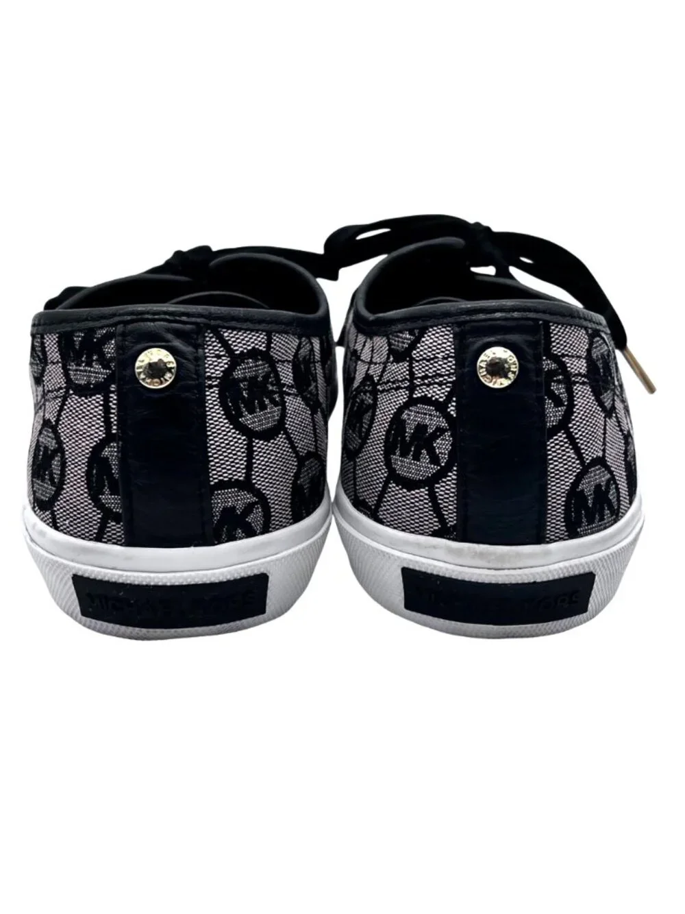 Michael Kors MK Boerum Lace-Up Sneakers Womens Size 10M Black Monogram Jacquard - Picture 5 of 15